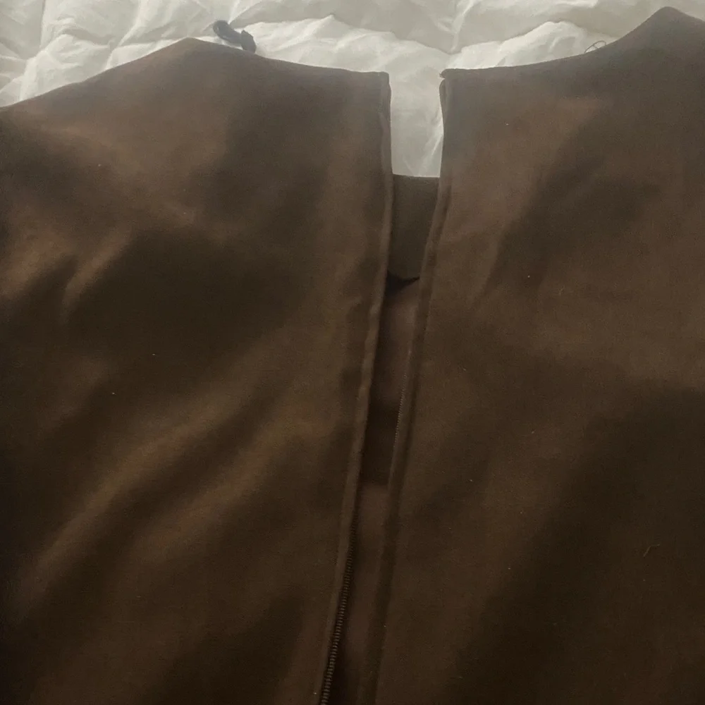 Asymmetrical suede like brown Dress - Picture 2 of 8